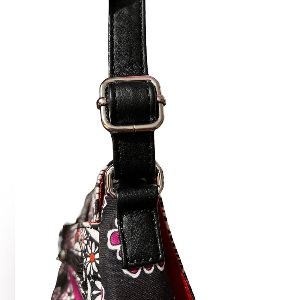 Tyler Rodan Floral Black and White Crossbody Bag with Purple & Orange Accents - Picture 13 of 16
